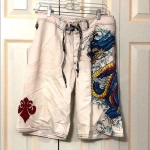 Dragon and skull swim trunks